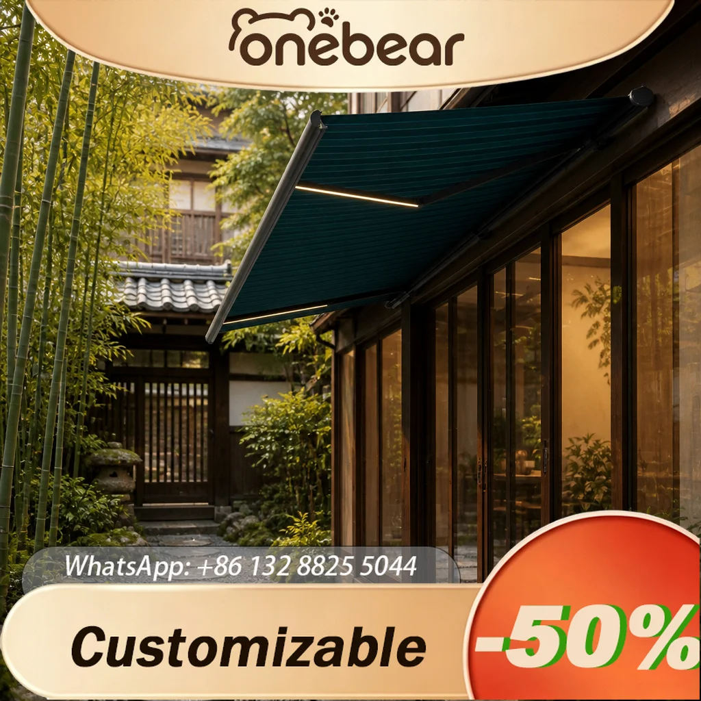 Custom Size Electric Retractable Awning Simple Assembly Waterproof SunCanopy For House Outdoor Patio Balcony Backyard Deck Porch