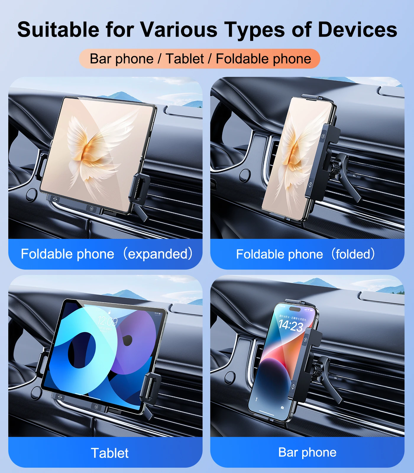شاحن سيارة لاسلكي من Eary لهاتف سامسونج S25 S24 Ultra Z Fold 6 iPhone 16 Pro Max 15 W شحن سريع حامل هاتف فتحة تهوية للسيارة