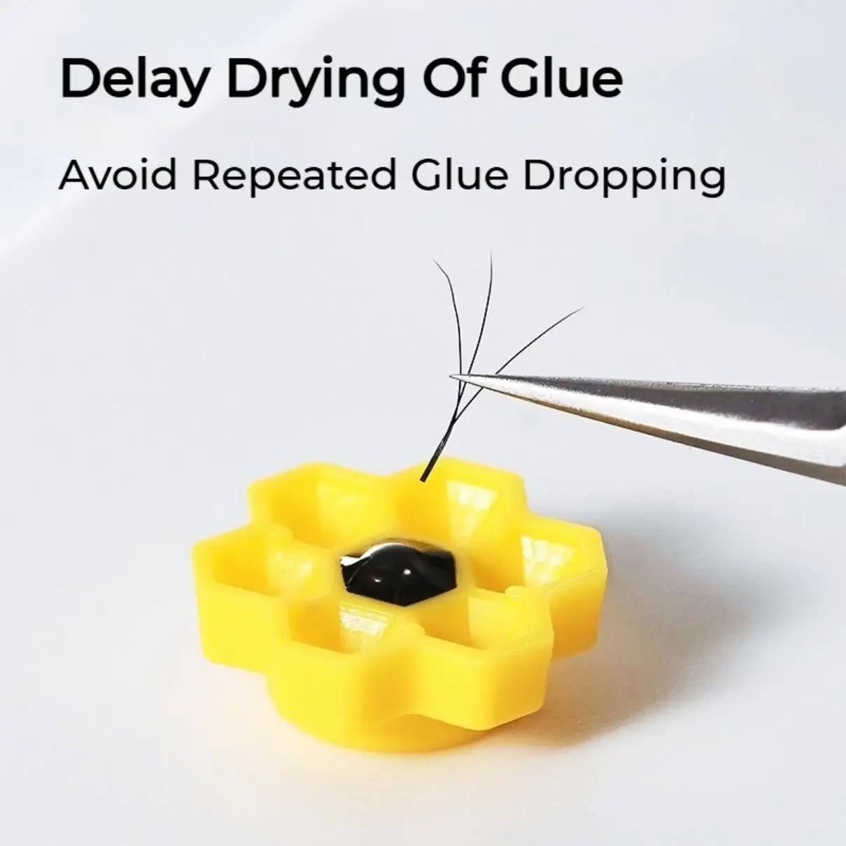 100pcs Yellow Honeycomb Shaped Eyelash Extension Glue Holders Grafting Lashes Glue Delay Cup Flower Shape Lash Glue Ring Cup