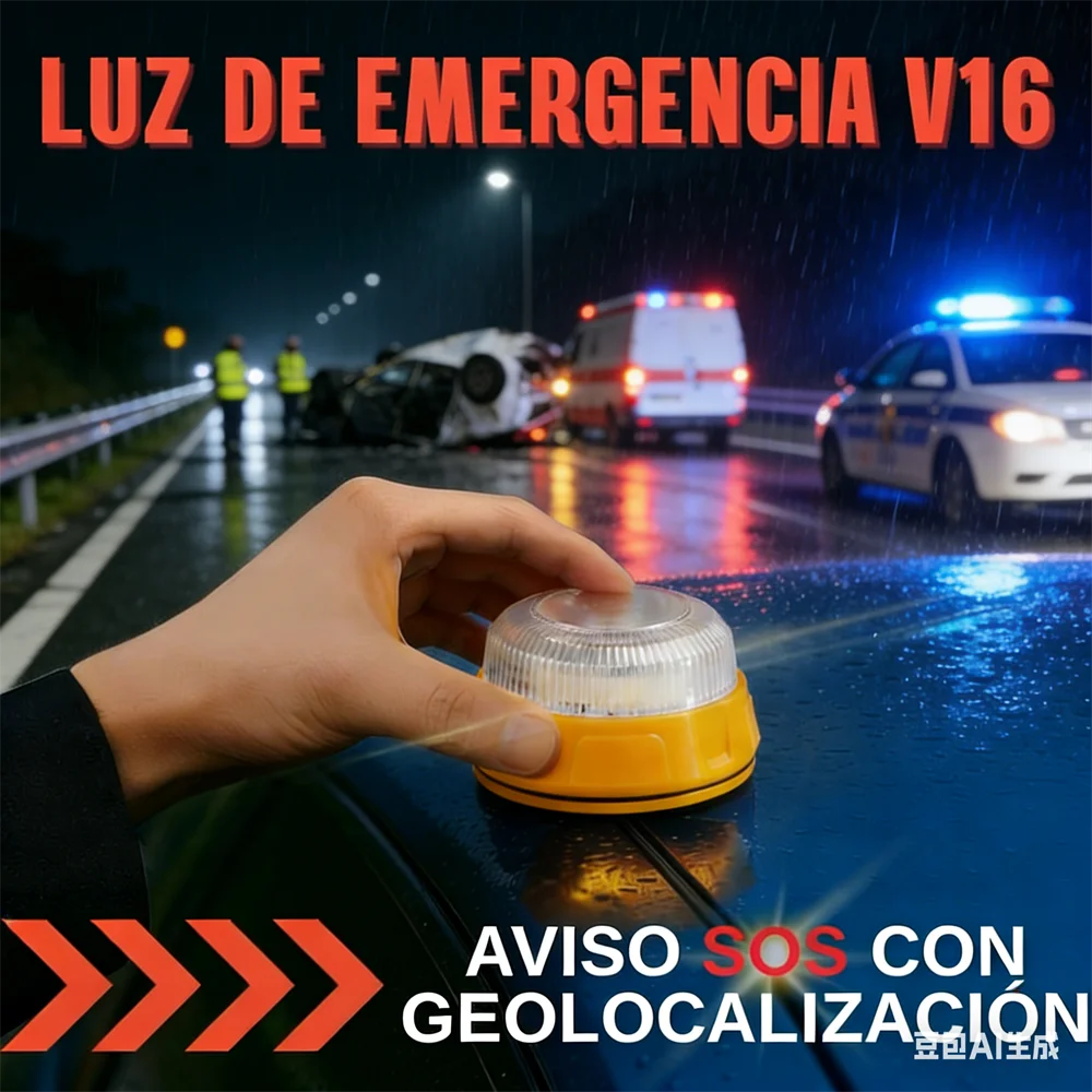 

2026 New V16 Geolocation DGT 3.0 Approved Car Emergency Light with SIM and Data Paid until 2038