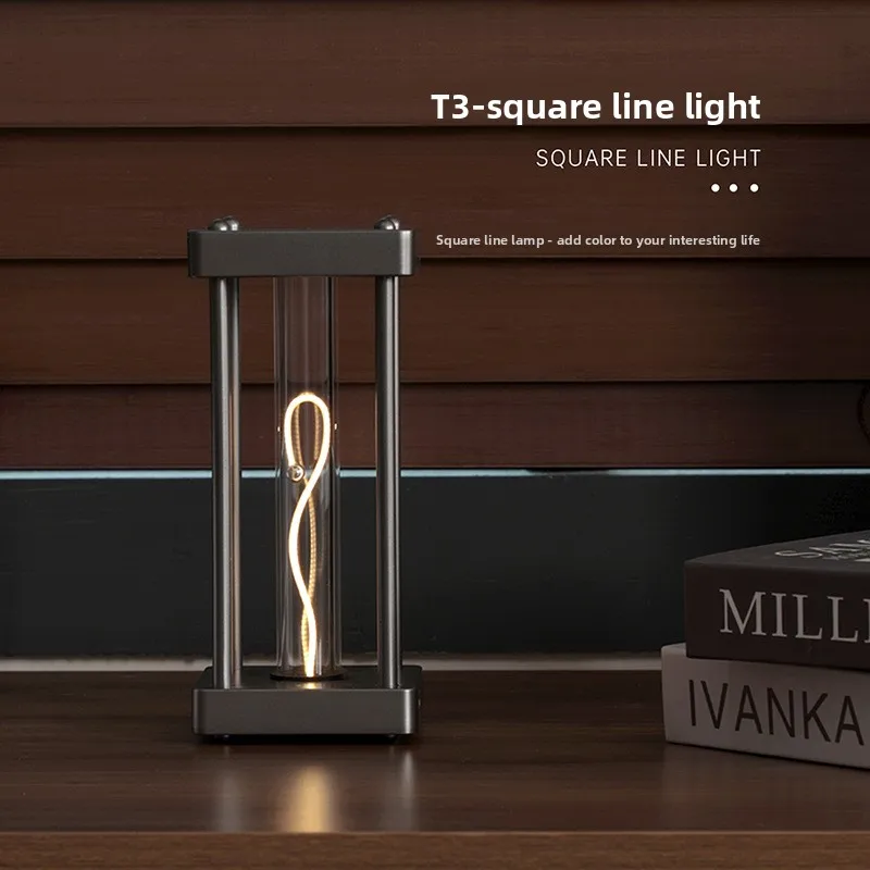 

Square Line Light Quantum Night Light Bedroom Ornament Atmosphere Living Room Gift High-end Atmosphere Gift