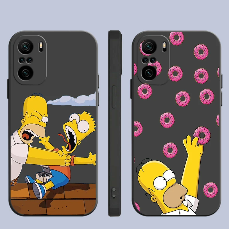 Kreskówka Cute The Simpsons etui na telefon dla Xiaomi Redmi Note 12 11E 11S 11 11T 10 10S 9 9T 9S 8T Pro Plus 5G czarna okładka