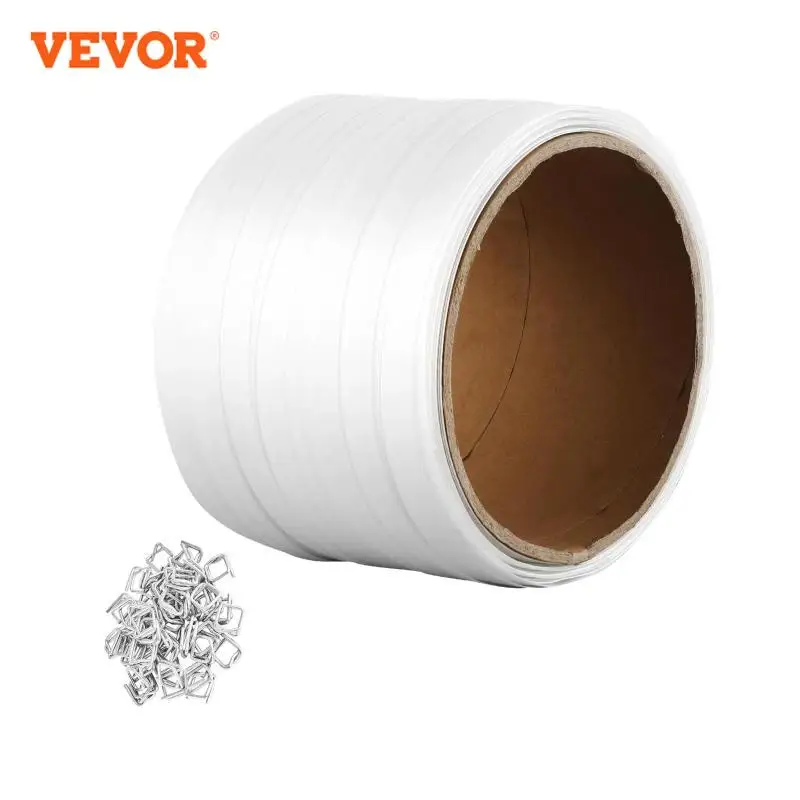 VEVOR 330/660/1640ft Packaging Woven Cord White Strapping Roll Banding Pallet Strap Coil Portable Strong Bunding Packing Tape