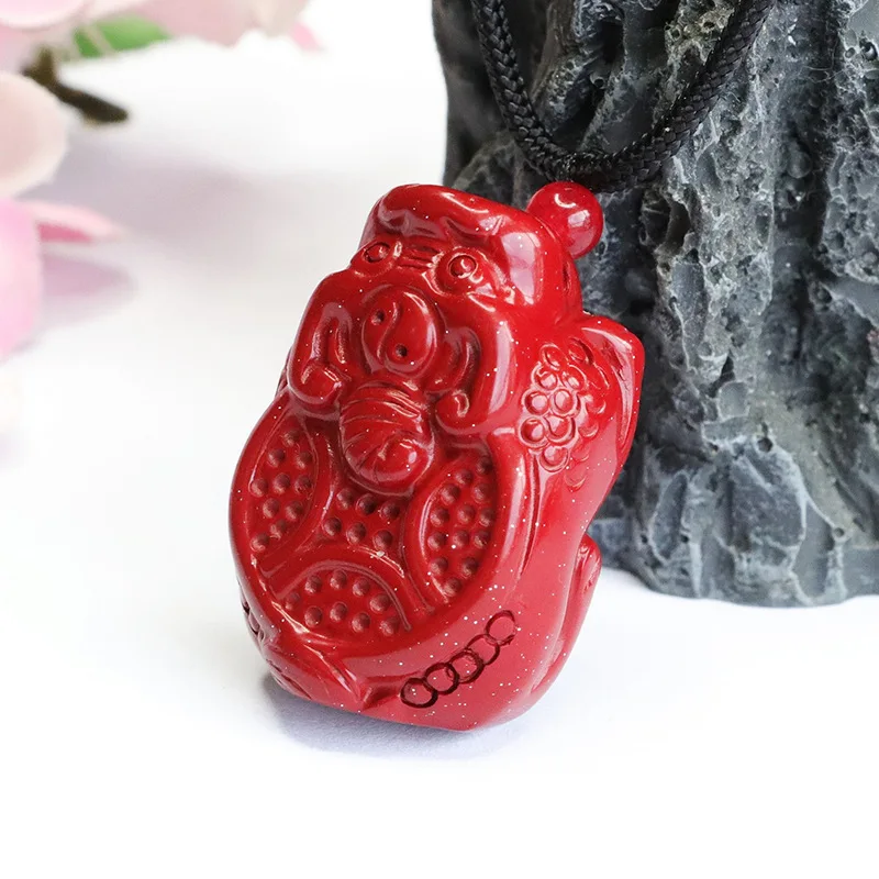 

Cinnabar pendant, purple gold sand copper coin Pixiu pendant.