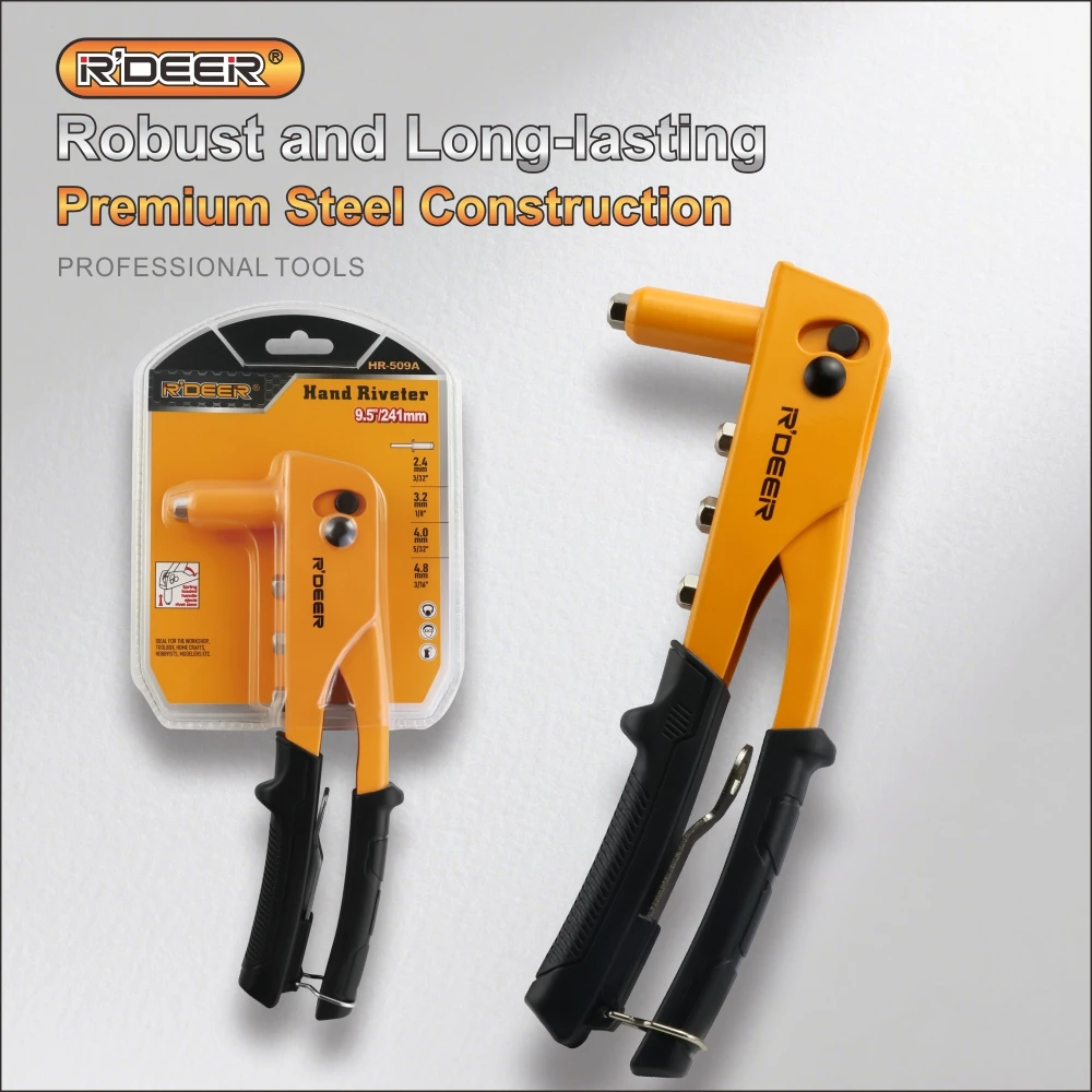 R'DEER Heavy Duty Riveter Set,Pop Rivet Gun Blind Rivets Assortment Kit Hand Tools Rivet Nut Tool Furniture Repairs