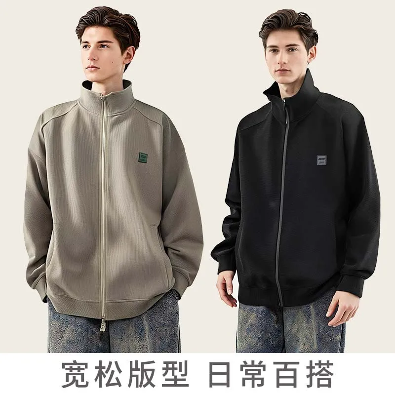 【Mirrordust】Sweater330Ke Knitted Stand Collar Coat Men's Japanese Style Mild Luxury Casual Sports Zipper Cardigan Jacket Sweater