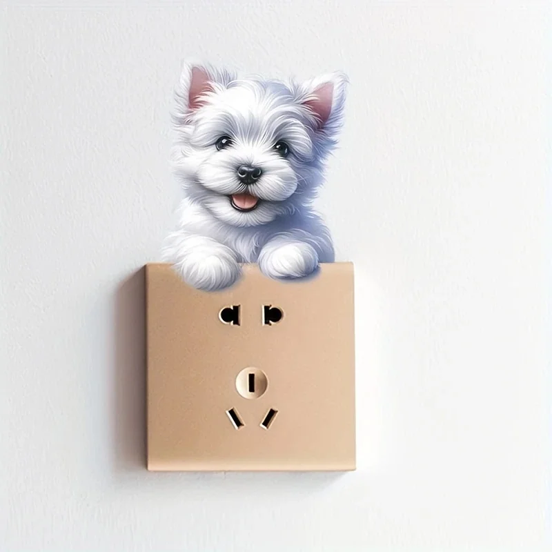 

MT1381# Puppy Animal Print Wall Decal - Easy Apply Self-Adhesive for Switch Sticker, Home Decor,Suitable Light Switches