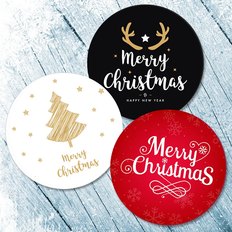 3.5/4.5cm Christmas Gift Sealing Stickers Sealing self-adhesive Stickers New Year Xmas Merry Christmas Party Gift Decor Labels