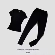 Workout Leggings Breathable Quick Dry Fitness Set for Women - SP Black