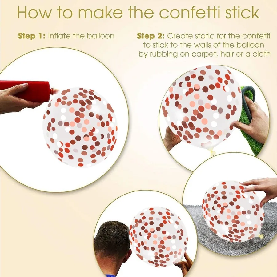 بالونات قصاصات ذهبية وردية 50 عبوة من بالونات اللاتكس باللونين الأبيض والذهبي الوردي مقاس 12 بوصة مع شريط ذهبي وردي بطول 33 قدم لحفلات أعياد الميلاد #3