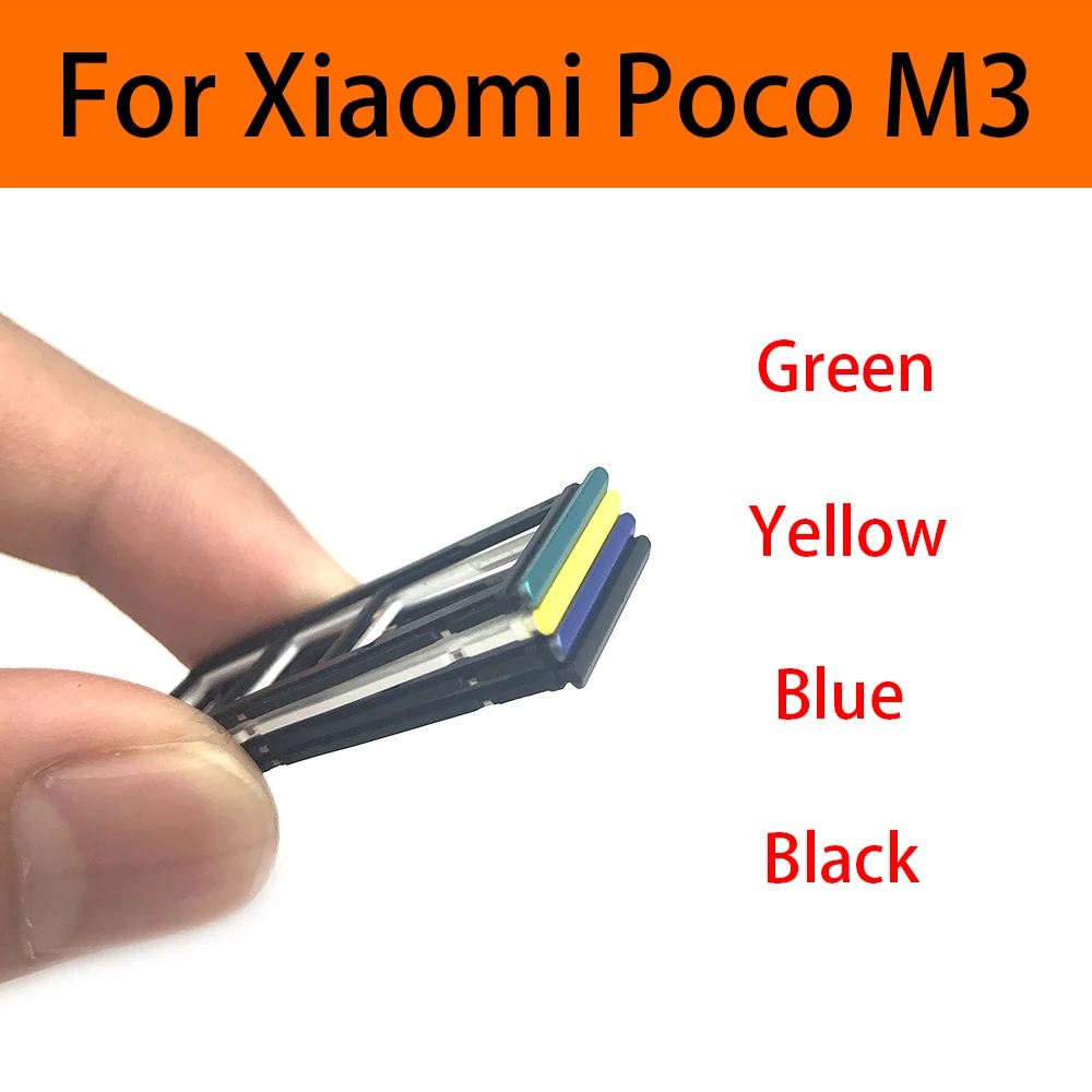 50 Pcs For Xiaomi Poco M3 Card Tray Holder SIM Micro SD SIM Card Slot Adapter With Pin Smartphone Replacement Parts