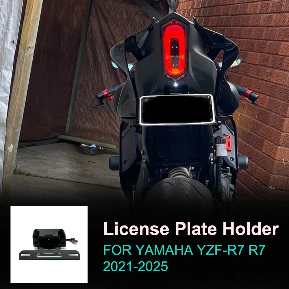 License plate bracket, Rear license Plate small bracket For YAMAHA YZF-R7 R7 2021-2025 Tail Tidy Fender License Plate Holder Acc