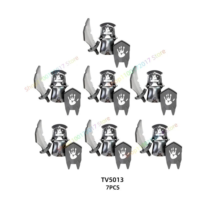 7 قطعة فيلم أنيمي TV6401 TV6402 سلسلة عمل أرقام كتل لعبة Orcs جنود حروب القرون الوسطى قوالب بناء نموذج اللعب هدية