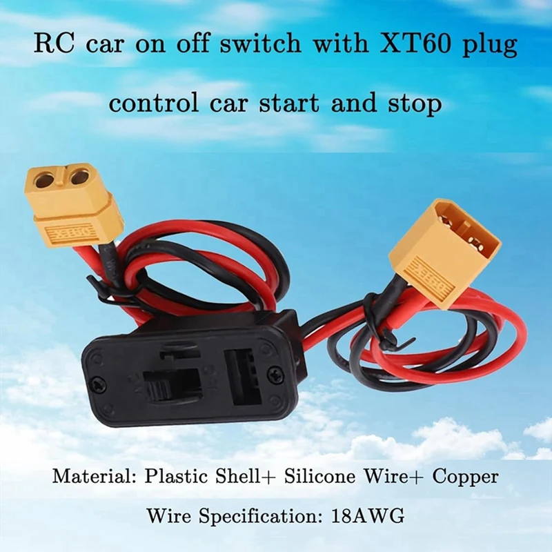 Przełącznik samolotu ABNO-RC, przełącznik dużego prądu 18AWG z wtyczką XT60, wytrzymały włącznik/wyłącznik do modeli samolotów RC