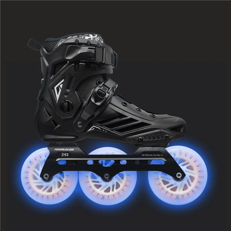 Original Roselle Inline Skates 3x110 Räder Powerslide Rocker Rahmen LED Flash Skating Räder Geschwindigkeit Slalom Skating Schuhe