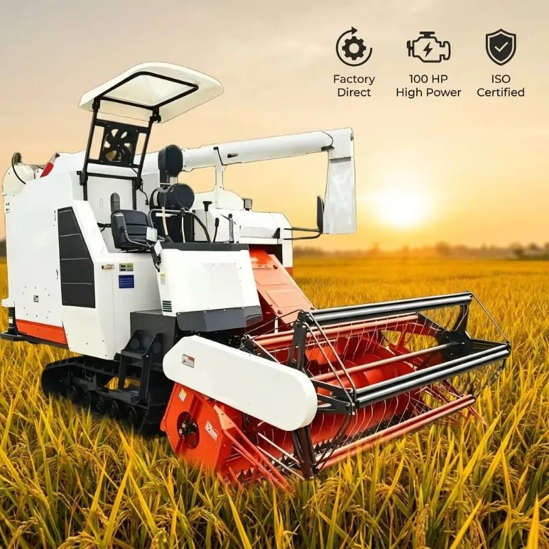 Dry Land Wheat Combine Harvester Four Wheel Stable Chassis Diesel Engine Rural Large Area Grain Harvest Reaping Agricultural