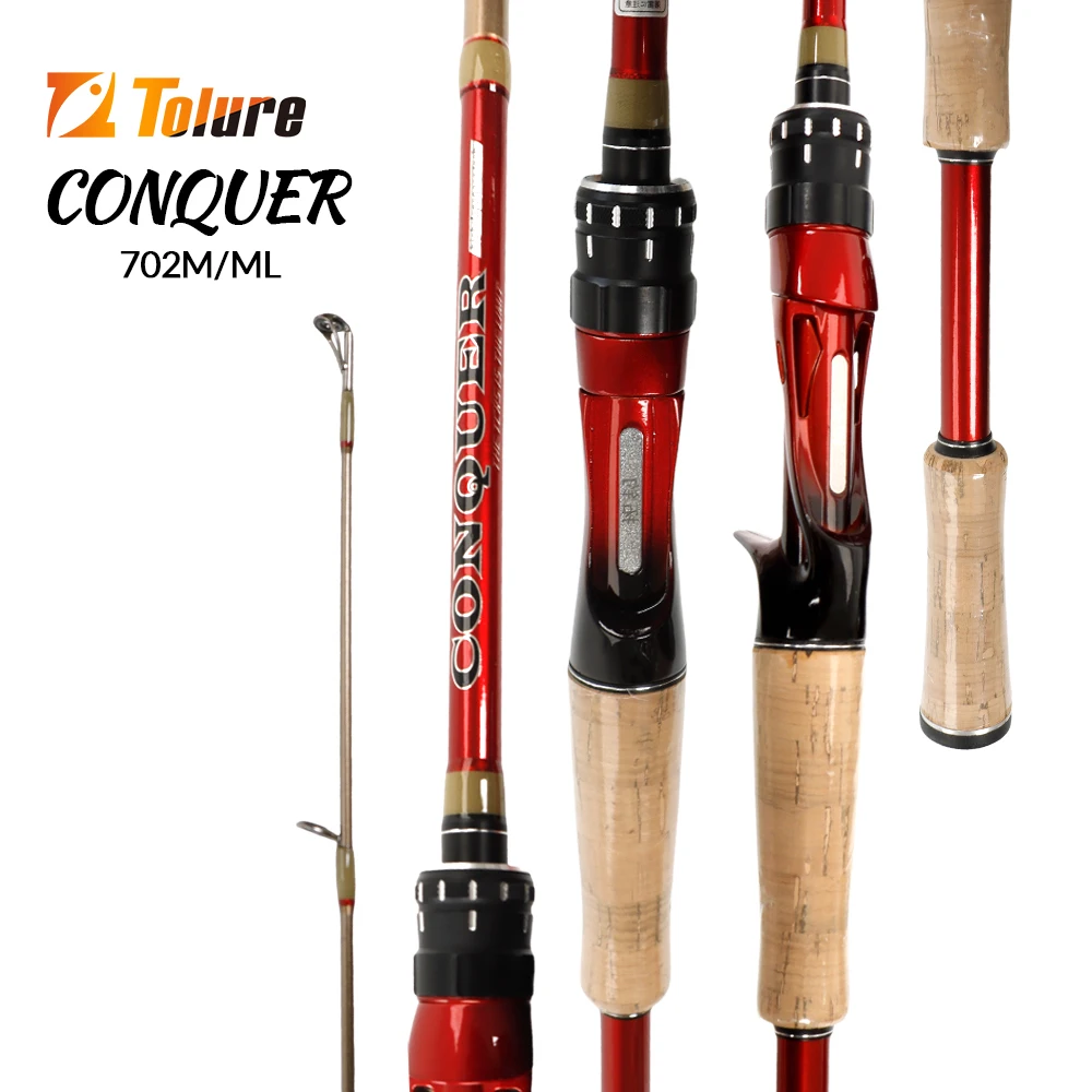 

TOLU New CONQUER Fishing Rod Spinning/Casting 2.13M 2 Sections M/ML Lure Weight 5-14g/7-21g For Carp Bass Fishing
