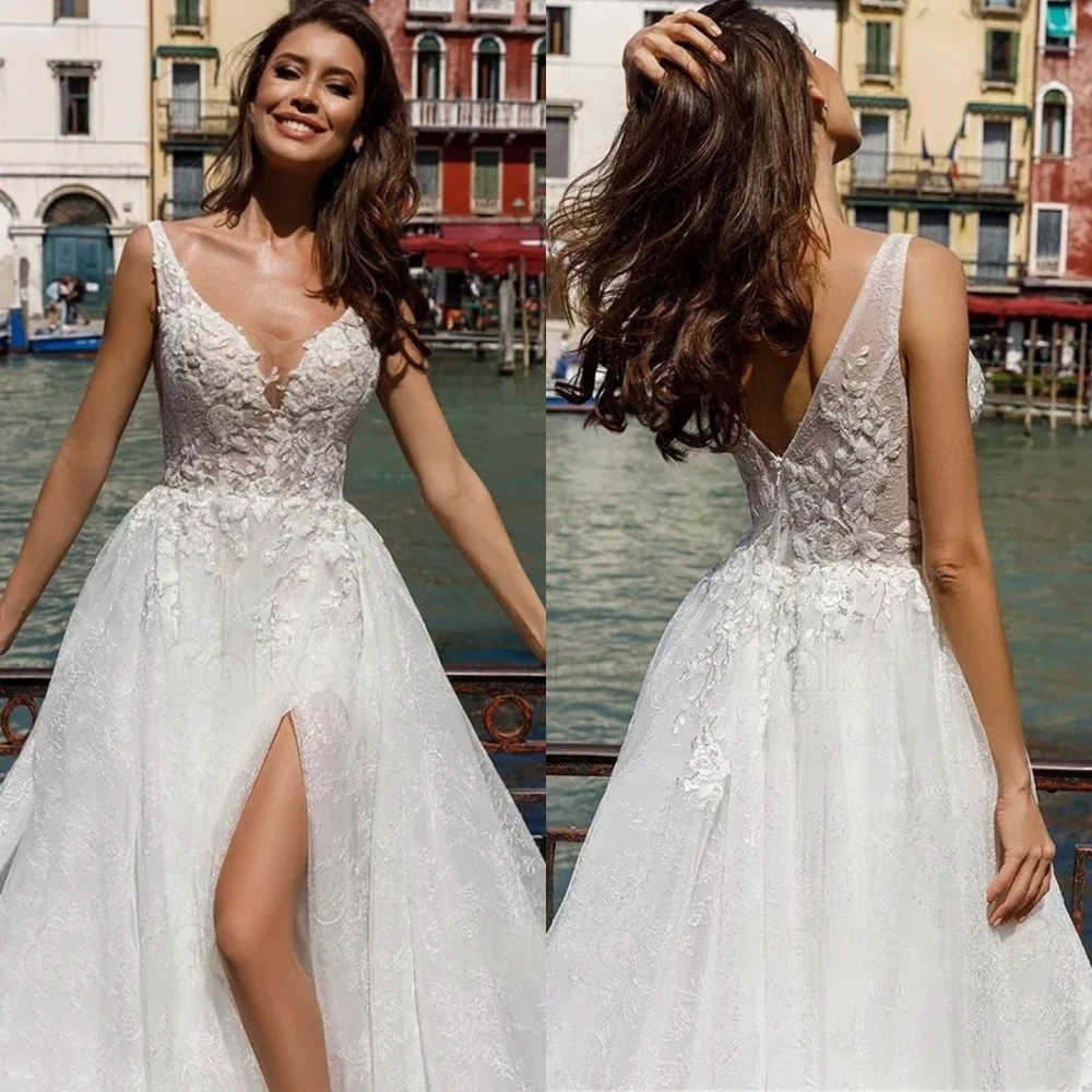 

Customized 2025 Wedding Dresses Dreamy V-neck Sleeveless Heavy Industry Wedding Dresses Temperament Bespoke Occasion Gown