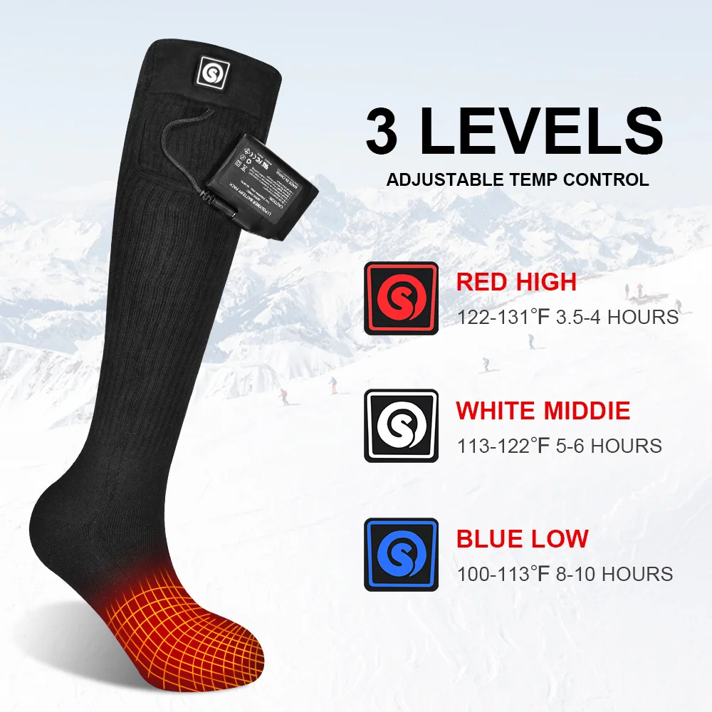 SAVIOR HEAT Winter Heated Socks with Remote Control Electric Socks Rechargeable with Battery for Men Women Camping Ski Cycling