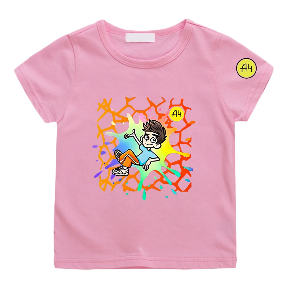 Merch A4 Shirt Boy Girl T-Shirts Cartoon Lamba Влад Бумага T-Shirts 100% Cotton Kids Tops Summer Short Sleeves Children Clothing