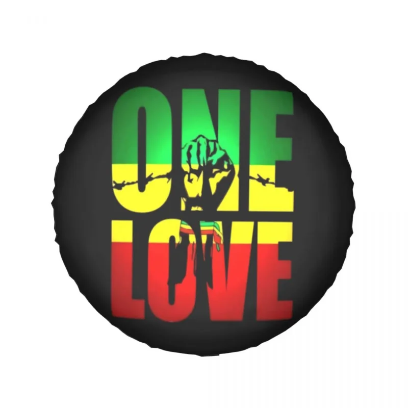 One Love Jamaica Reggae Spare Tire Cover Case Bag Pouch Waterproof Dust-Proof Wheel Covers for Jeep Hummer