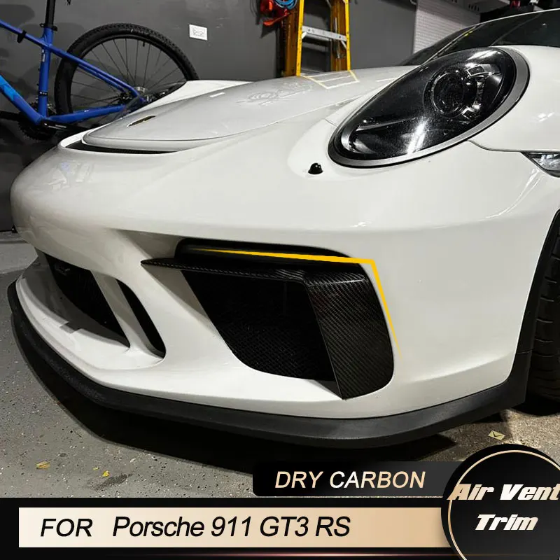 Car Front Bumper Air Intake Vent Trim Cover for Porsche 911 GT3 RS Coupe 2-Door 2017 2018 Front Air Vent Covers Trims Dry Carbon