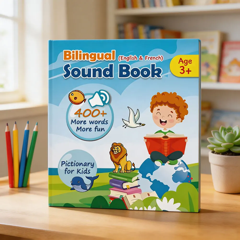 Bilingual Smart Learning Toy Sound Book English French Sound Toy Interactive Learning Educational Book Toy Birthday Gift For Kid