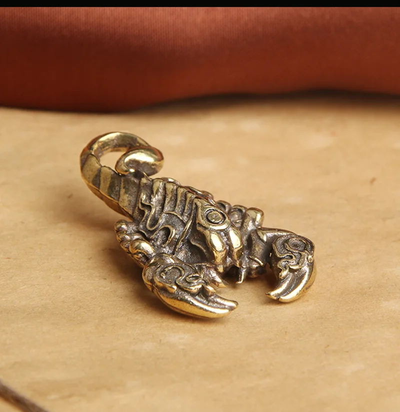 Antique Solid Brass Scorpion Figurine Desktop Decor Ornaments Toy Scorpius Pendant DIY Accessories Gift