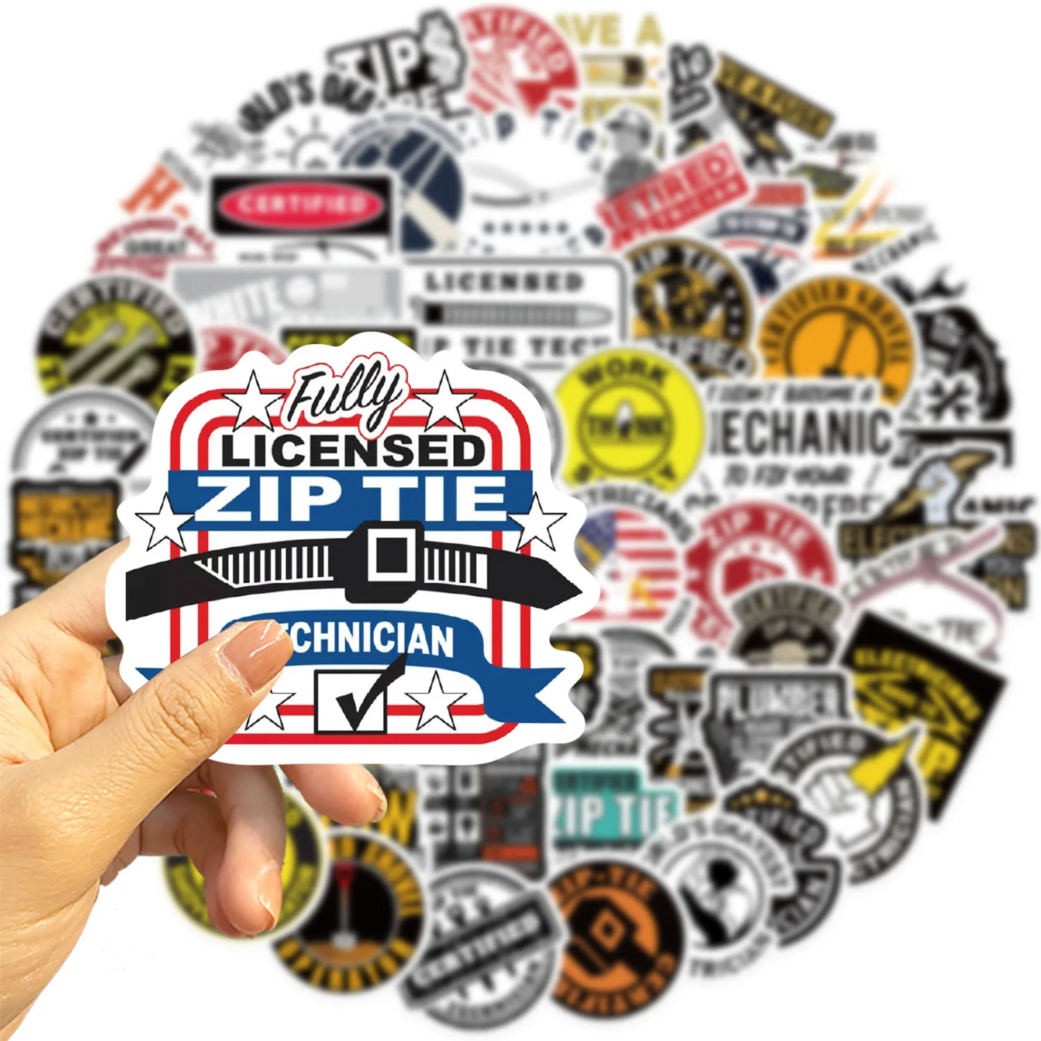 65PCS Funny Technician Mechanic Electrician Sticker Helmet Notebook Decor Notebook Stationary Graffiti Stickers