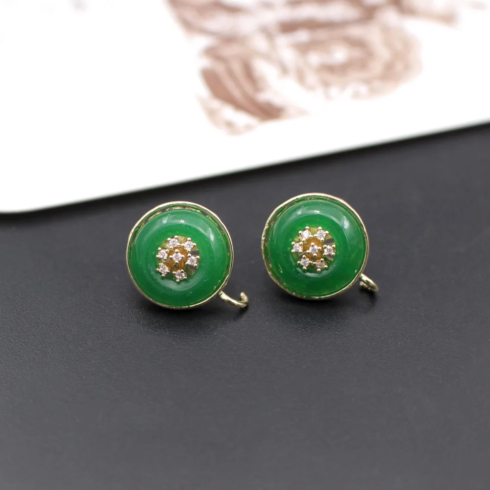 6pair DIY Jewelry Accessories Cluster CZ Colors Stone Earrings Loop Connector Linker Red Green Blue Stone Earrings Base