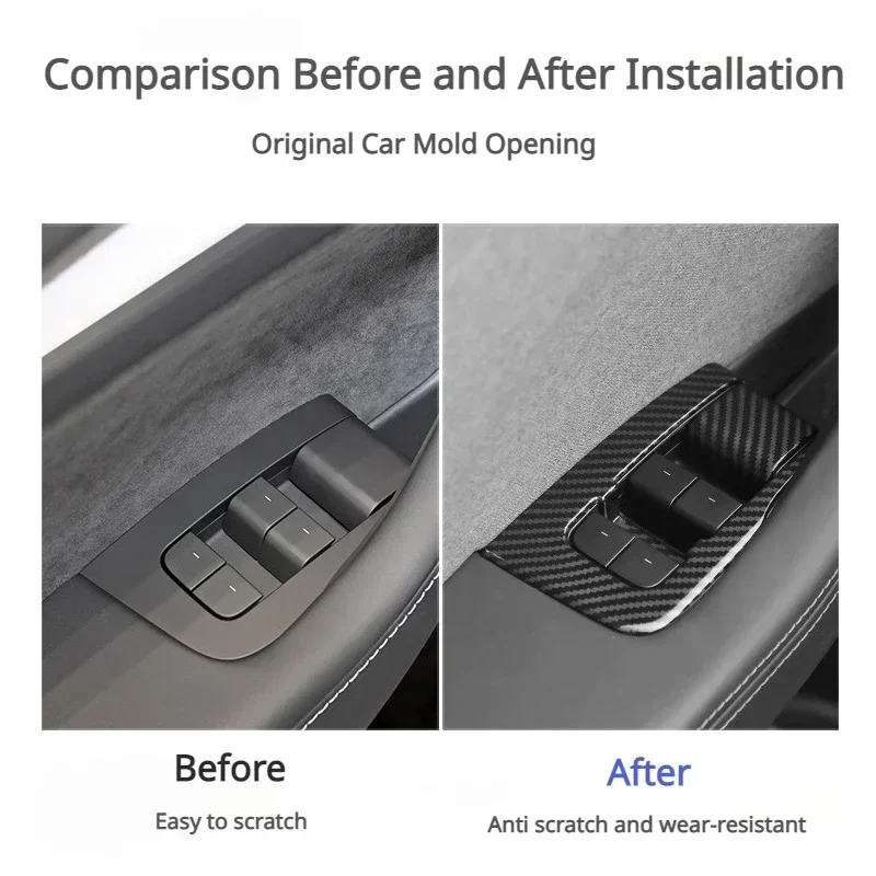 Voor Tesla Model 3 + Raam Lifter Schakelaar Knoppen Auto Deur Open Handgreep Cover Sticker Lhd Nieuw Model 3 Highland 2024 Auto-Accessoires