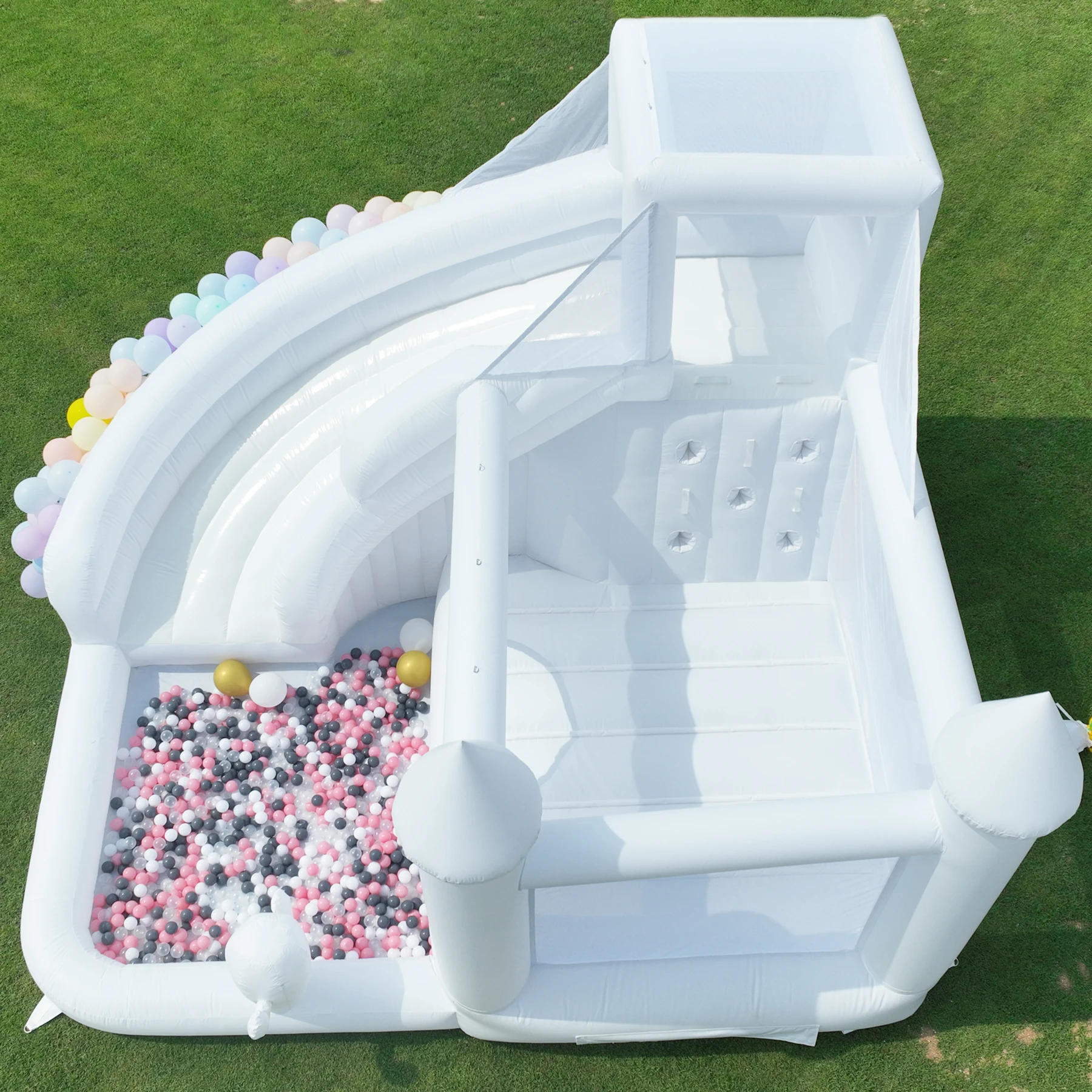 RTS Inflatable PVC Air Bounce Round Children Slides White Bouncy Castle Child Playing Slide Jumping Draco PVC Commerica House