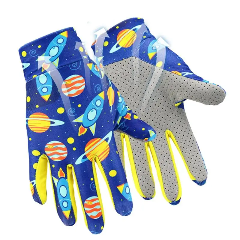 Guantes de bicicleta de seda de hielo para niños, protección solar para niños pequeños, guantes de dedo completo para montar en rodillo, pesca,