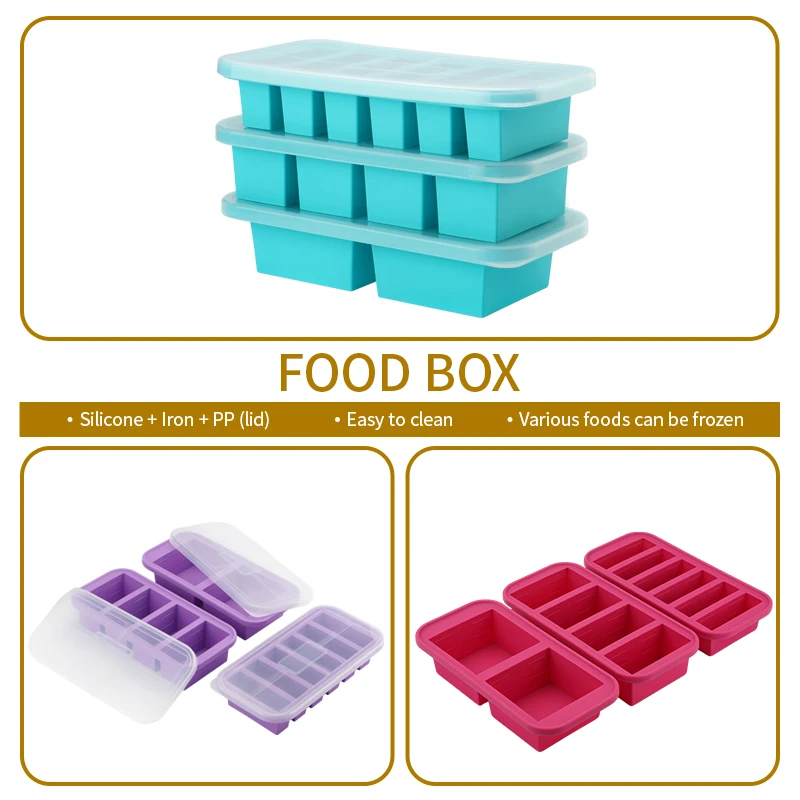 Silicone Freezer Trays with Lids, Ice Cube Mold for Soup, Broth, Smoothie, Meal Prep, Food Storage Easy Release, Leakproof
