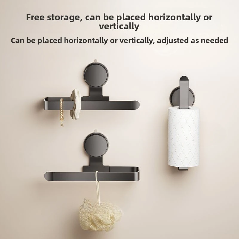 AOBT No-Drill Wall-Mounted Kitchen Paper Towel Holder Rack for Household Use Storage for Cling Film Bags Paper Rolls And More