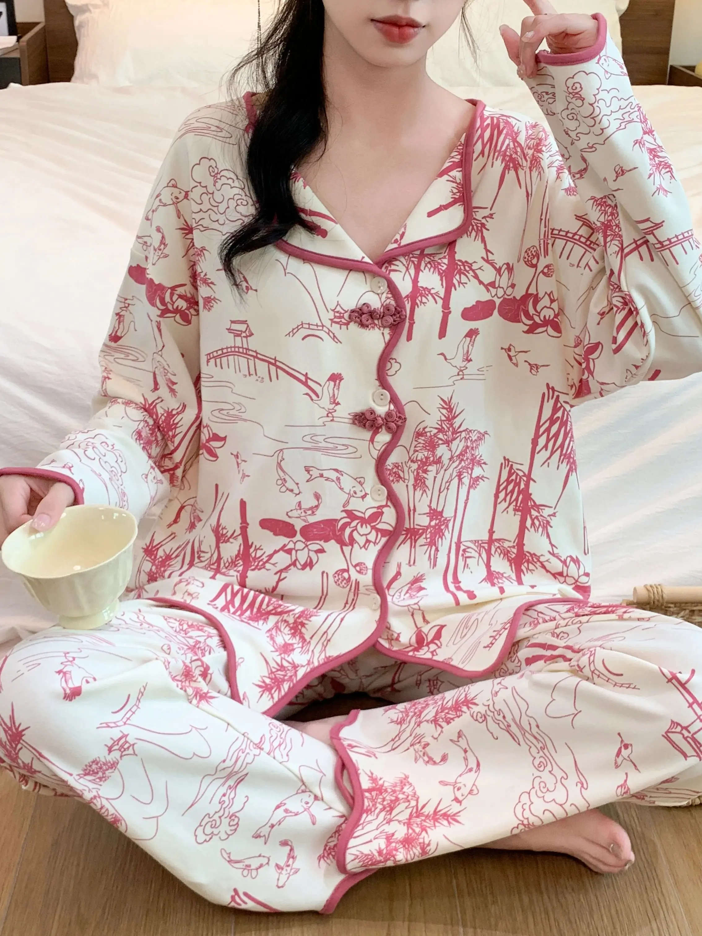 Damen Nachtwäsche Pyjama Set Sexy Nachtwäsche Ganzkörper Home Fashion Casual Sets Loungewear Pyjama Femme Nachtwäsche Koreanischer Pyjama