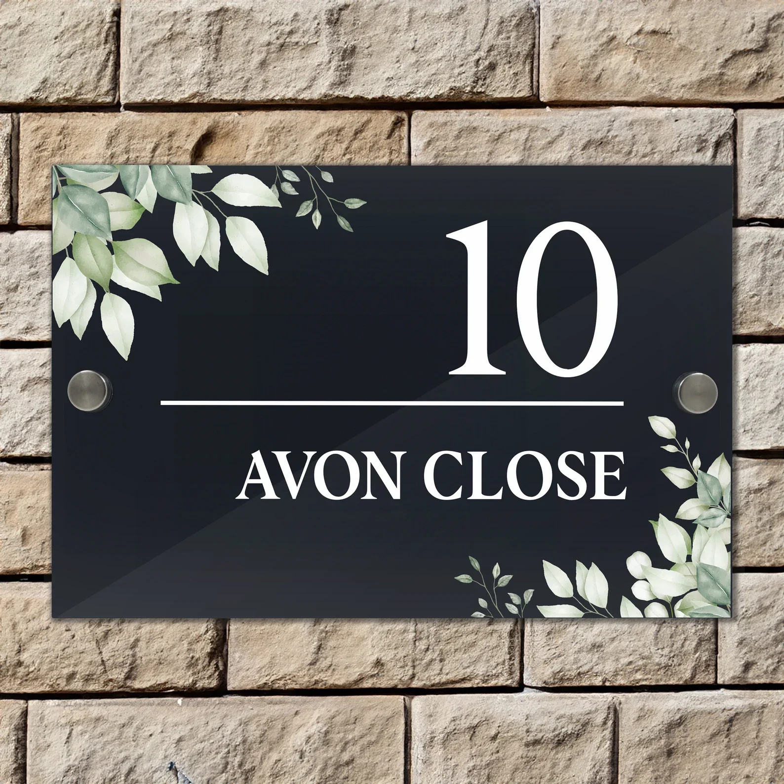Custom Green Leaf design Acrylic House Number Sign Personalized Address Plaque Modern Wall Door Outdoor Street Name Plate Gift