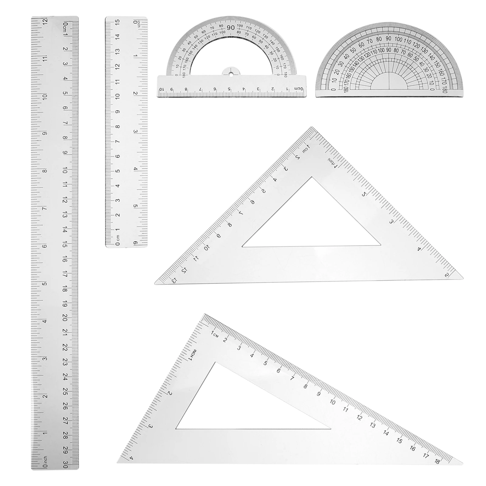 

2 Sets Tools Mathematical Geometry Plastic Ruler Straight Rulers Square Drawing Transparent Engineering Student
