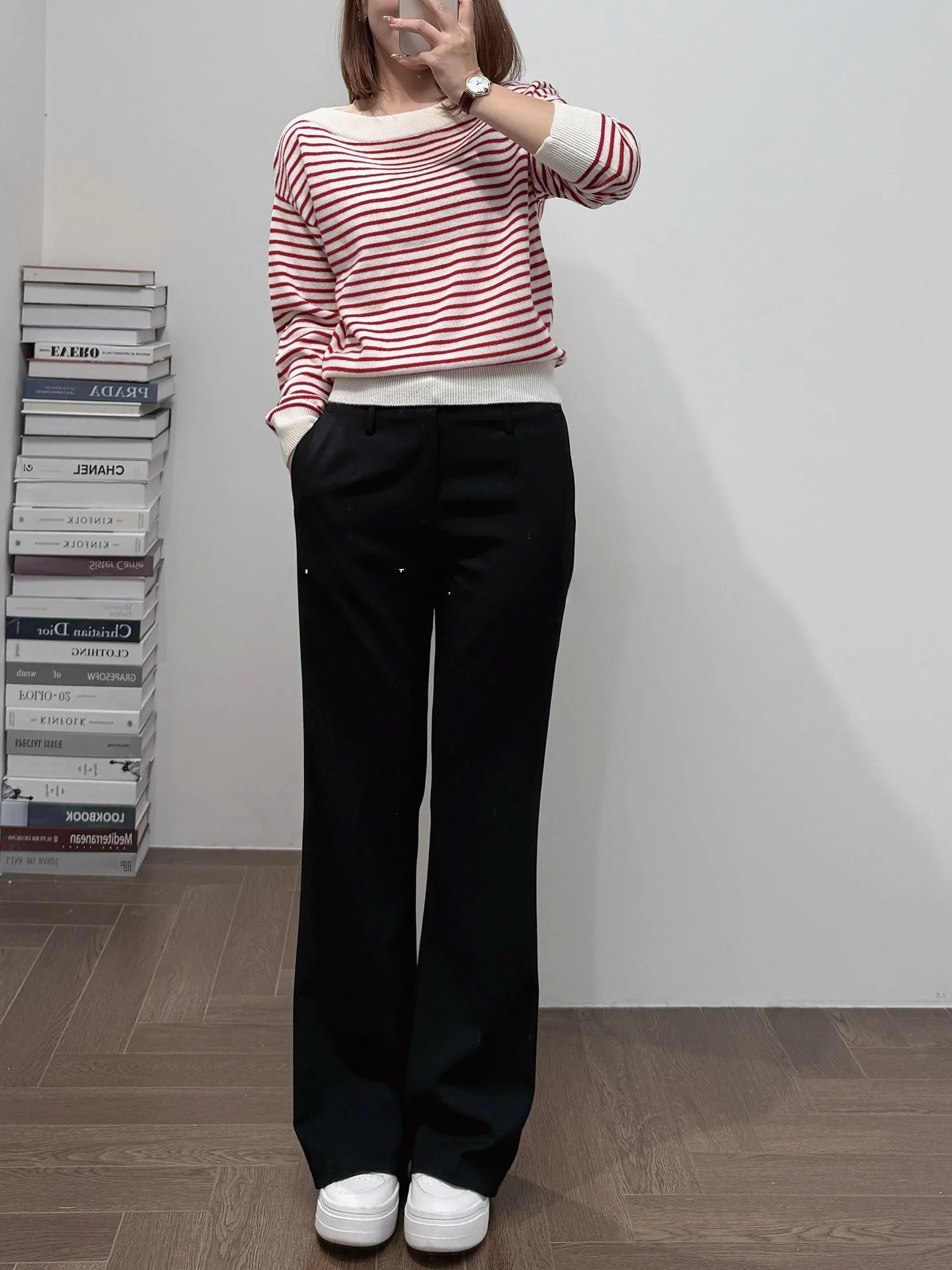 

Fall Winter Straight Leg Bell Bot Pants High Waist Long Trousers Anti-Wrinkle Anti-Puffin Slimming Leg Lengthening