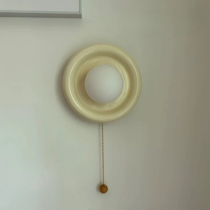 

Nordic Minimalist Cream Wall Lamp With Switch milk yellow pink Ceramic wall lights Bedroom Bedside lamps Hallway Corridor Sconce
