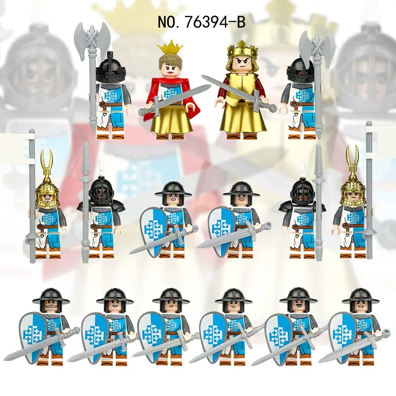 

16pcs/set Medieval Warfare Roman Soldier Building Blocks Doll King and Queen Accessories Figures For Children Model Toys 76394