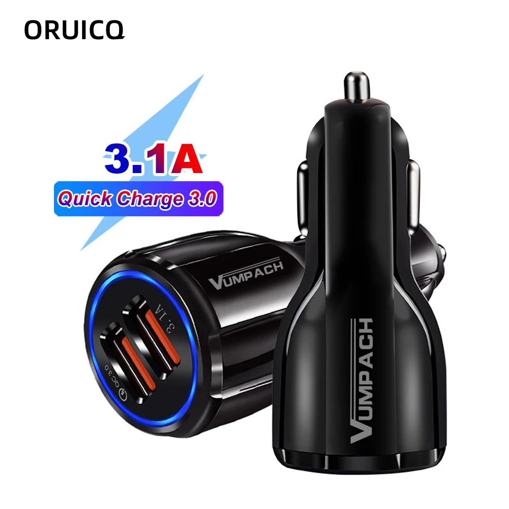 

Car Charger 18W 3.1A Dual USB Fast Charging QC Phone Charger Adapter For iPhone 12 11 Pro Max 6 7 8 Xiaomi Redmi Huawei Samsung