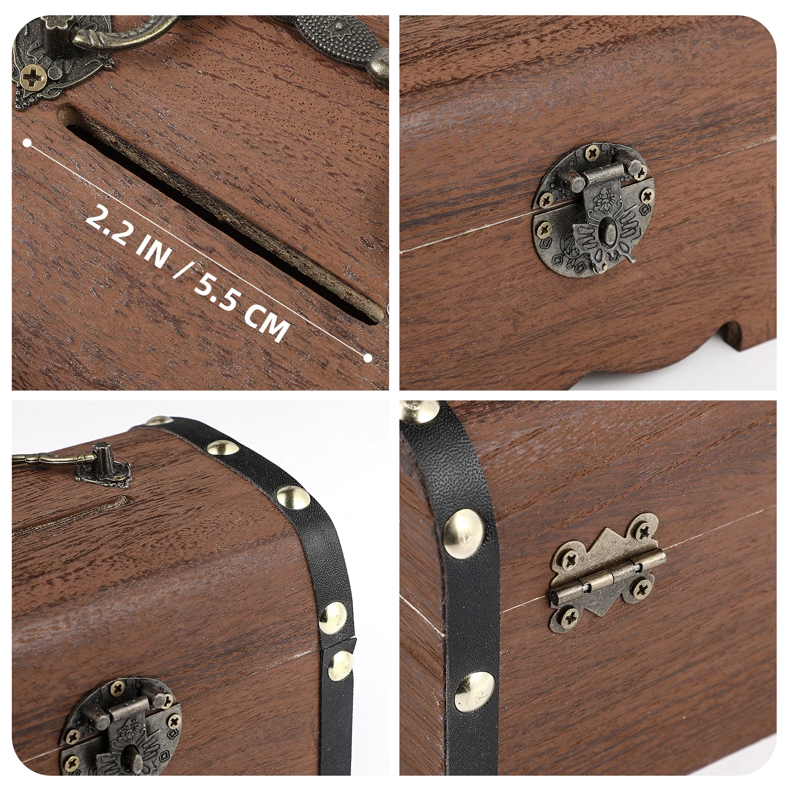 빈티지 나무 보물 상자 자물쇠 디자인 저금통 돈 저금 상자 가정 사무실 장식 나무 저금통 나무 보물 상자