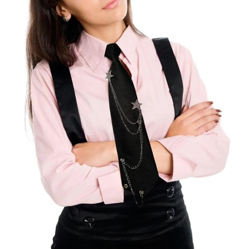 

5asd Harajuku винтажный галстук со звездочкой, регулируемый предварительно завязанный галстук для школьной формы