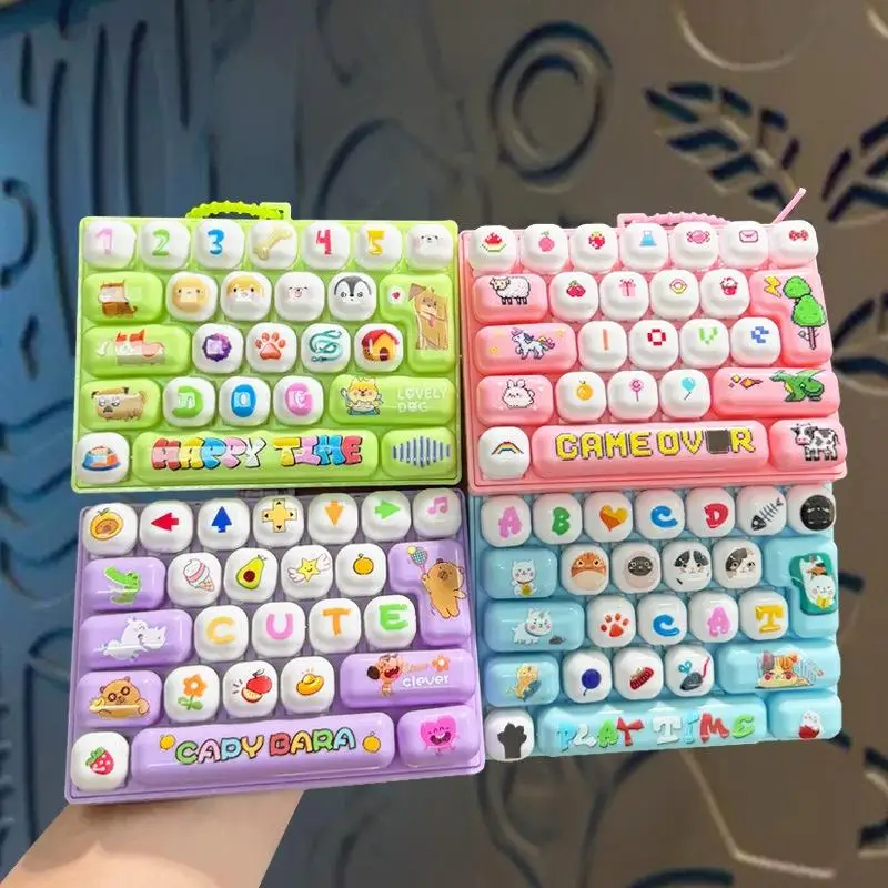 26‑key Cartoon Fidget Keyboard Toy Lovely Animal Patterns Portable Lanyard Kids Decompression Toy For Stress Relief Entertainmen