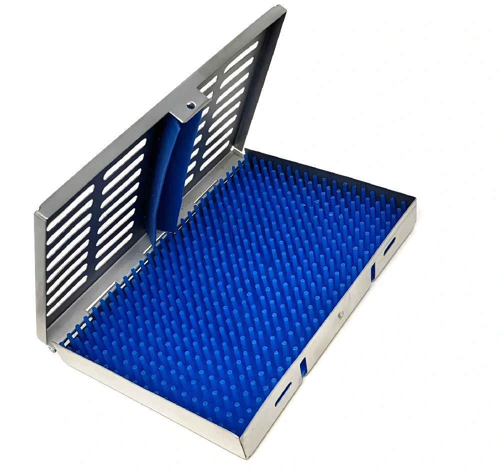 Sterilization Storage Box with Silicone Pad, Premium Stainless Steel Autoclavable Medical Case, CE & ISO Certified