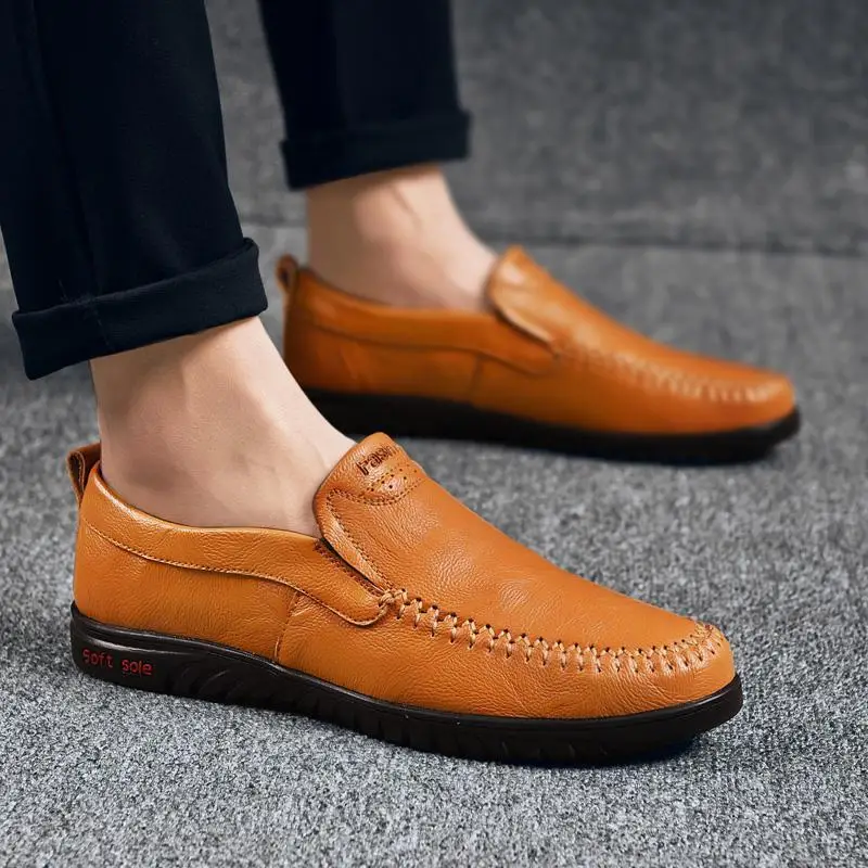 Tendon Bottom Casual Hollow Leather Shoes Men's Genuine Leather Summer Hole Sandals Men's Soft Bottom Soft Leather