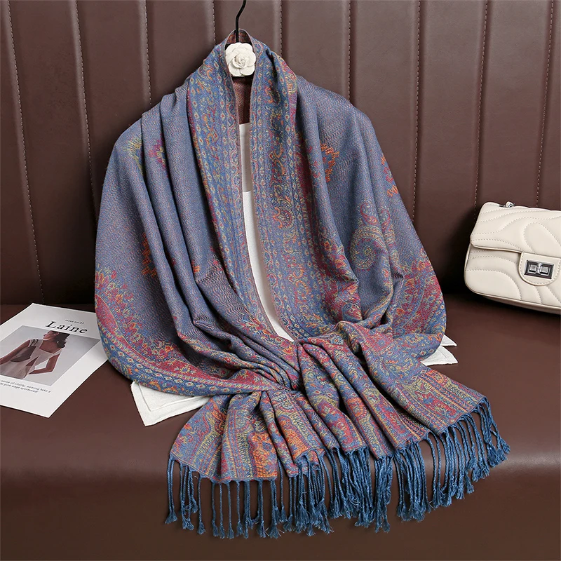 New Winter Women Cotton Jacquard Scarf Big Shawl Fashion Elegant Lady Long Printing Decorate Scarves Sun Protection Bandana