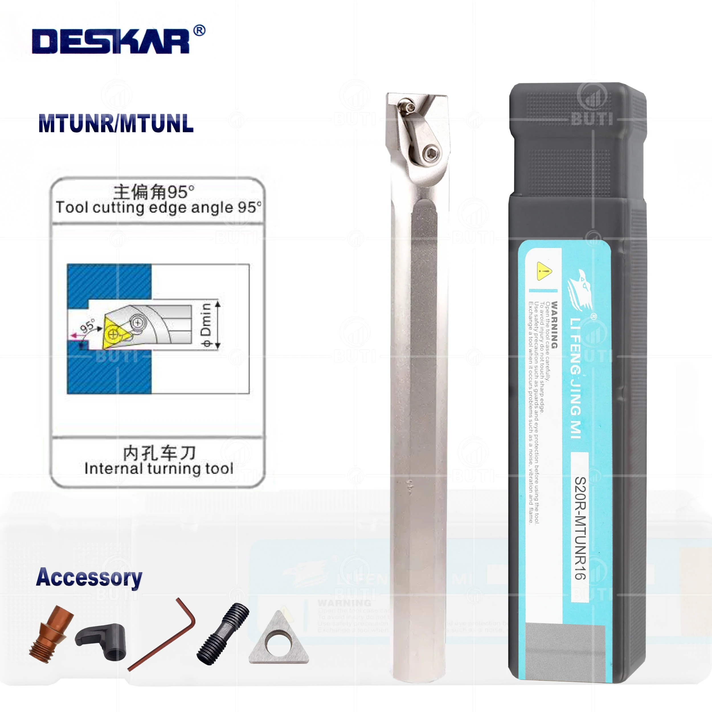 

DESKAR 100% Original S20R S25S MTUNR/L White Holder CNC Metal Internal Turning Tool Lathe Cutter Boring Hold For TNMG16 Inserts