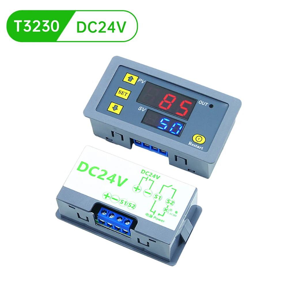 T3230 Verzögerungsrelais DC12V/24V AC110-220V Zyklisches Zeitverzögerungsrelais-Modul mit rotem und blauem Bandgehäuse – Detail 4